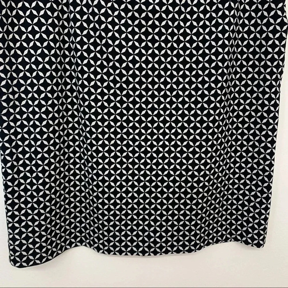 Black Geometric Skirt 14  Black White Pockets Knee Length Classic Career Office - Picture 3 of 10